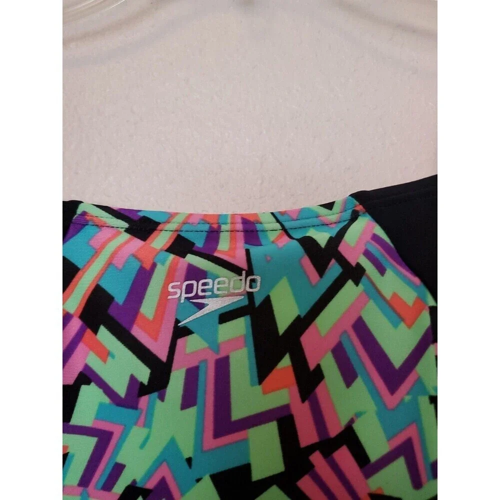Speedo Girls Lot of 2 One Piece Multicolor Swimsuits Sz Large Tie Dye Geometric